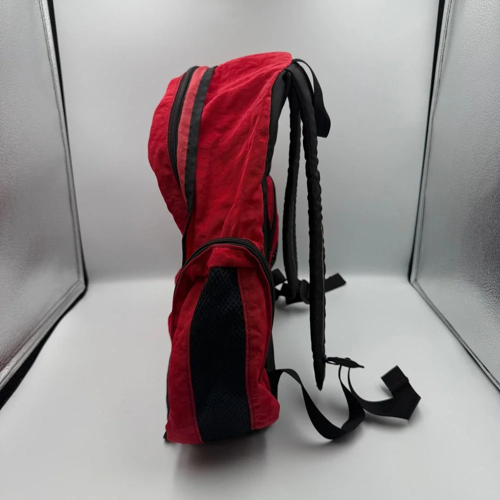 L.L.Bean Kids Backpack Red Black Shark Embroidery Multiple Compartments